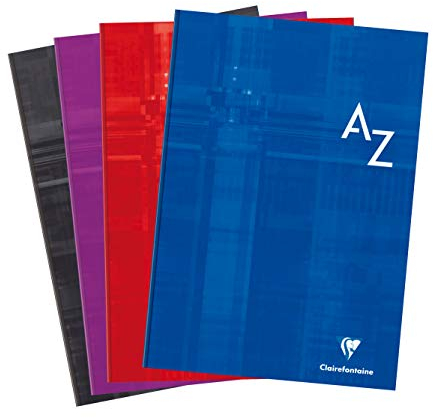 Clairefontaine 9049C - Packung mit 5 Kladden/Adressbuch DIN A4 mit Hardcover, 96 Blatt kariert 90g, farbig sortiert, 1 Pack