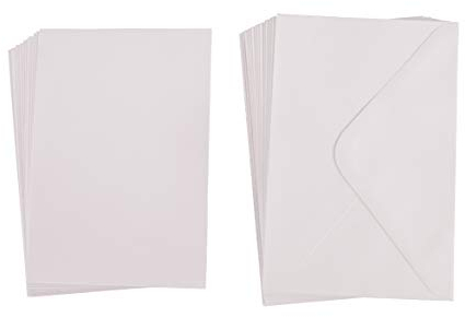 Rayher 73203102 Set 15 Doppel-Karten + Umschläge DIN B6, weiß, Falt-Karten mit Briefkuverts, Grußkarten mit Briefhüllen