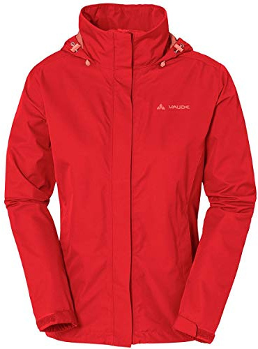 VAUDE Women's Escape Light rain jacket in red, Waterproof Jacket Women, packable rain jacket with Hood, Climate-Friendly Windbreaker Jacket, 44