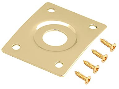 Holmer Guitar Jack Socket Plate Curved Recessed Rectangle Style Output Jack Plate Compatible with Les Paul LP Tele Style Electric Guitar or Bass Guitar Parts with Screws Gold.