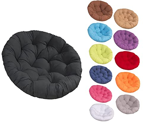AEREY Rund Papasan Sessel mit Reißverschluss Waschbar Schaukelstuhlkissen Im Freien Ultra bequemes für Outdoor Hängende Nest Schaukelsitzkissen Ø100cm