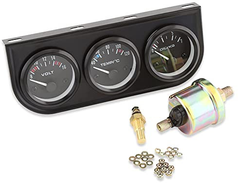 52mm Manometri per Auto, KIMISS Manometri Oliedrukmeter Temperatura Indicatore,Triplo Calibro Auto Motore Elettrico Digitale