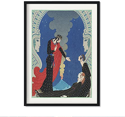 Nacnic Vintage Print Modell 104. Poster mit Kunstwerk Art Deco vom französischen Künstler George Barbier. Innenausstattung. A3 Größe.