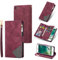 UEEBAI Wallet Case for iPhone 7/8/SE 2022 5G/SE 2020, Premium PU Leather Flip Case Card Magnetic Zipper Pocket Kickstand Handbag Hand Strap Cover for SE3/SE2 - Splice Wine Red
