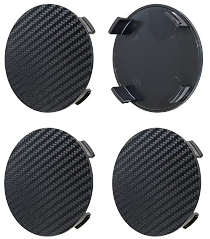 Lot de 4 capuchons de moyeu de 75 mm (carbone noir, 75 mm noir)
