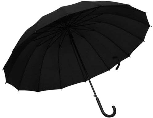 vidaXL Regenschirm Automatisch Klassisch Fiberglasrippen Metallstangen Stockschirm Langschirm Wanderschirm Partnerschirm Schirm Schwarz 120cm