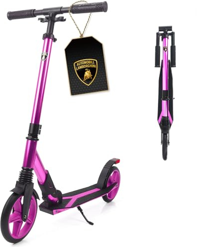 Lamborghini Roller Kinder 8+ Jahre Premium Cityroller Tretroller | 200mm Großräder, Klappbar, Höhenverstellbar, mit Ständer & Federung, Aluminium-Scooter, 100KG Max