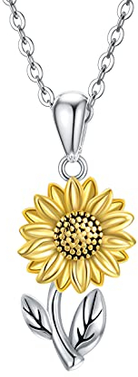 PROESS Sonnenblumen Halskette 925 Sterling Silber You Are My Sunshine Halskette Sonnenblumen Anhänger Schmuck Geschenke für Frauen Mädchen Teenager