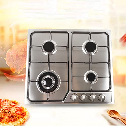 4 Flammen Edelstahl Gasherd Einbau Gaskochfeld mit Sicherheitsventile Gaskochherd für Erdgas Camping Gaskocher