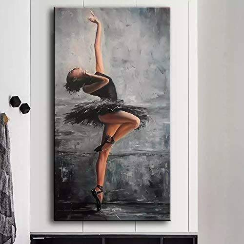 Figur Kunst Ballett Tänzerin Elegante Leinwand Gemälde Moderne Wandkunst Poster Drucke für Wohnzimmer Dekoration Bilder 70x140cm Rahmenlos