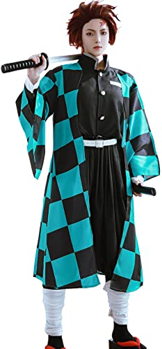 CR ROLECOS Kamado Tanjiro Cosplay Kostüm Anime Cosplay Vollständiger Satz Kamado Halloween S