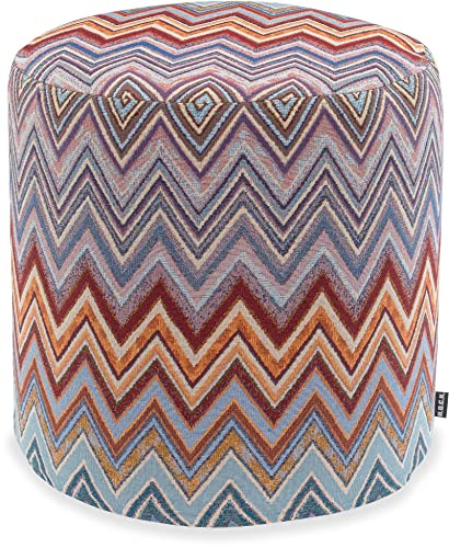 H.O.C.K. Rebelle Zick-Zack Kissen inkl. Füllung Dekokissen Bodenkissen und Hocker bunt lila (Hocker rund 45x45cm, bunt lila)