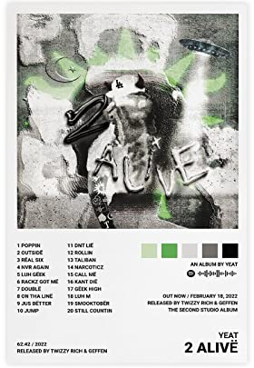 Yeat Poster 2 Alive Album Cover Poster Leinwand Poster Schlafzimmer Dekor Sport Landschaft Büro Raum Dekor Geschenk Unframe Stil 30 x 45 cm