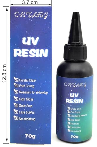 Resina UV Trasparente 70g Colla Epossidica per Gioielli, Cristallina Polimerizzazione a Ultravioletti per Stampi, Decorazioni, Fai-da-te
