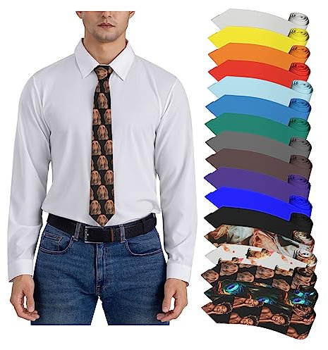 Ahdyr Personalisierte Foto-Krawatte für Männer, lustige Krawatten, modischer Gentleman, weich, bequem, langlebig, Krawatten für Hochzeit, Party, Urlaub