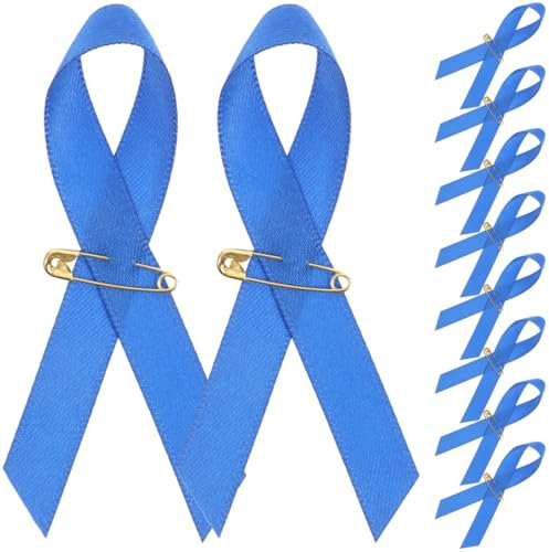 Didiseaon Épingles à Ruban Bleu, 100 Pièces Broche Épingle de Sensibilisation Violet D'espoir Rubans Appliqué l'amour Broches Logo Bow pour Fêtes, Activités d'intérêt Public
