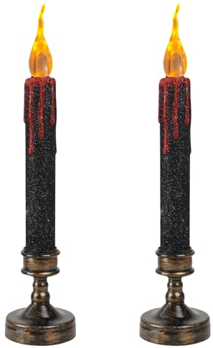 TaimeiMao Halloween Kerzen LED,2 Stück Halloween Bluttropfende Flammenlose Kerzen mit Kerzenständer,Halloween Schwebende Kerzen LED Batteriebetrieben,Halloween Kerzen Drinnen Outdoor Deko