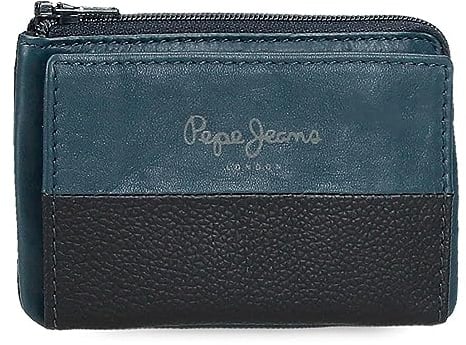 Pepe Jeans Double Portefeuilles et Porte-Monnaie en Cuir de Vachette, Noir, Kaki, Marine, différentes Tailles, Bleu Marine, Talla única, Porte-Cartes