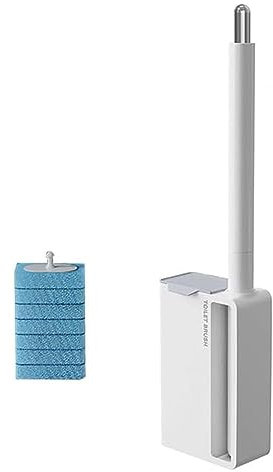 Brosse de toilette jetable, kit de baguette de toilette avec support, système de nettoyage de toilettes avec têtes de recharge jetables, 7 pièces, brosse de nettoyage de toilette pour salle de bain