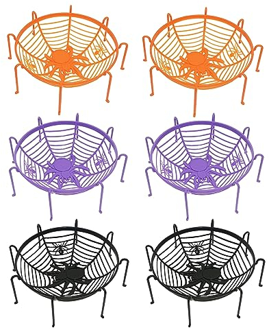 MM MEGIJAAKI 6 Pack Spider Halloween Candy Bowl Trick or Treat Bowl, Spooky Halloween Serving Bowls for Candy Large, Premium Plastic Halloween Candy Dish Candy Holder for Porch (6)