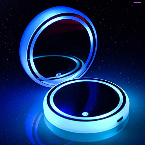 LED-Getränkehalterleuchten, 1pcs Auto LED-Untersetze mit 7 Farben Luminescent Light, USB-Ladetassenmatte für Getränke, Innendekoration, Atmosphärenlicht