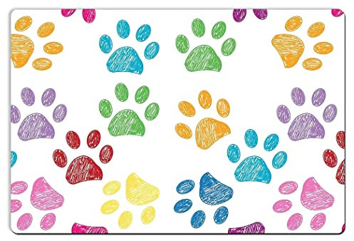 YISUMEI Badezimmerteppich 42x60 cm Badematte Gummisohle Rutschfester Waschbar Absorbierender Badvorleger Schnelltrocknend(Bunte Pfote)