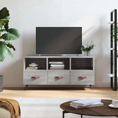 heybb TV-Schrank Grau Sonoma 102x36x50 cm Holzwerkstoff Industrial Design Tv Board Holz