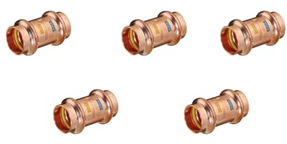 zbs24 Pressfittings Kupfer, Muffe 22mm (5 Stück), mit Dichtungen für Trinkwasser und Gasleitungen, V-Press Kontur, DVGW geprüft