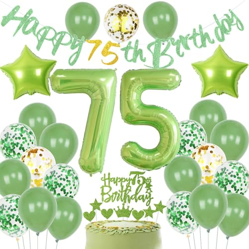 Grün Geburtstagsdeko 75 Mann, Grün 75 Geburtstag Deko Frau, Luftballons 75. Geburtstagsdeko Mann 75. Geburtstag, 75. Frau Ballon, 75. Party Deko
