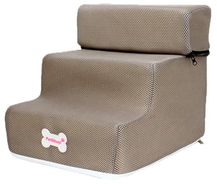Poo4kark 3-stufige Hundetreppe, Haustierleiter-Abdeckung, abnehmbare, Bequeme, rutschfeste Hunderampe, Treppen, geeignet für kleine Hunde Heimtierbedarf Für Hundespielzeug (Khaki, One Size)