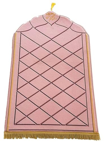 NICEYEA Tapis de prière islam en flanelle - Tapis de prière islamique avec pompons - Portable - Tapis musulman Ramadan - Tapis doux pour la prière Salah - Tissu épais - Parfait pour toutes les