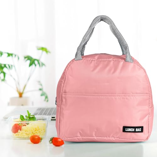 Runmeihe Bolsa de almuerzo aislada para mujeres, hombres y niños, reutilizable, a prueba de fugas, lonchera térmica para oficina, trabajo, escuela, playa, viajes, picnic (rosa)