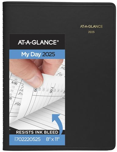 AT-A-GLANCE Terminkalender 2025, Tagesplaner, Gruppenplaner für zwei Personen, 20,3 x 27,9 cm, groß, Viertelstunden, Schwarz (702220525)