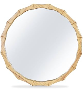 Gozos Jumilla Rund Wandspiegel mit Naturholzrahmen - Stilvoller dekorativer Spiegel für Wohnzimmer, Schlafzimmer, Badezimmer oder Eingangsbereich - Umweltfreundliches Design, 60 x 60 cm
