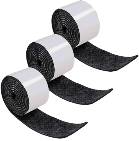 IBXWMNG 3 Rouleaux de Feutrine Autocollante pour Meubles (100cmx2cm), Patins Feutres Protecteurs avec Adhésif Noir,Pour Protéger Vos Planchers, Murs et Meubles de Toute Rayure