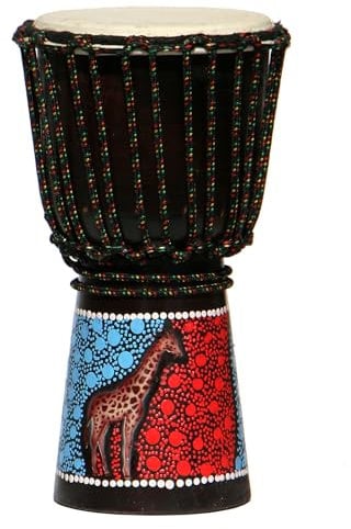 Wogeka - 30 cm Djembe - Bongo mit Dot-Paint Bemalung Giraffe als Geschenk-Idee Afrika Style Drum Trommel 09