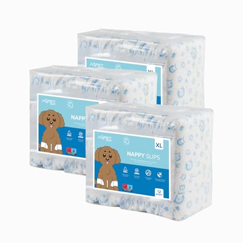 Aqpet Pannolini Igienici a Fascia Mutanda per Cani Maschi con Chiusura Adesiva Regolabile, Anti odore, Usa e getta, Taglia XLarge 850x200, Confezione da 36 Pezzi