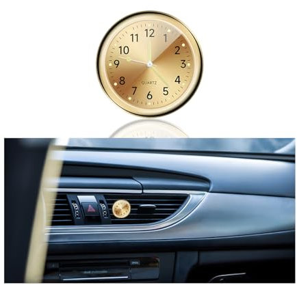 CGEAMDY Auto-Uhr, Fahrzeug Armaturenbrett Uhr Für Autos, Autos Armaturenbrett Autouhr, Fahrzeug Armaturenbrett Uhr, Quartz Uhr Für Armaturenbretts Kleine Home Decor Innendekoration(Gold)