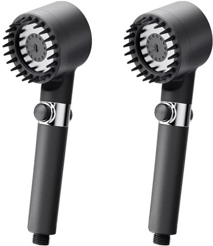 Shower Head with Brush for Massaging, 3 Spray Modes Shower Head with Switch, Handhelde High Pressure Shower Head with Cotton Filters Come with Plumbers Sealant Tape (1 Pcs)