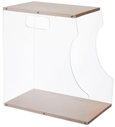SUPERFINDINGS Portadiscos acrílico Organizador de Madera para Discos de Vinilo Bandeja para Discos de Vinilo Estante para CDs y Revistas con Tabla de Madera para Libros revistas Archivos