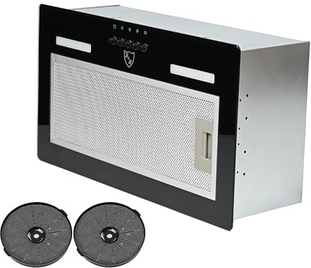 K&H 52cm Dunstabzugshaube, Einbauhaube, LED, 330 m³/h, Schwarzes Glas, BCK-52