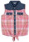 Bienzoe Fille Plaid Denim sans Manches Décontractée Chemisier Rose 12