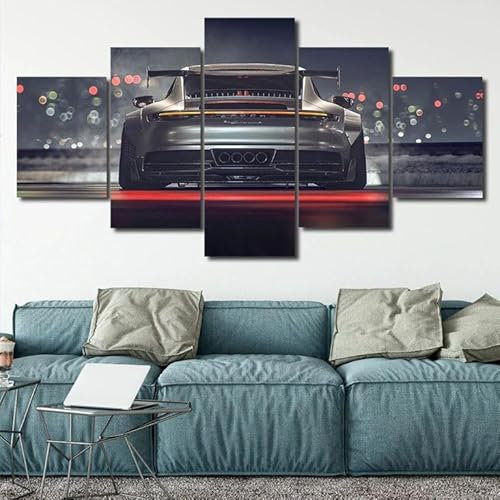 FatAco 5 Teile Porsch 911 GT3 Car Malerei Tuch Plakat Wanddekoration, Wandkunst Druckset (Rahmenlos)