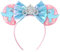 MADO Hairband - Mouse Ears Headband for Women adults kids, Iridescent, Stitch, Princess, Metallic, Mermaid, Rainbow, Christmas, Valentine, Halloween Ears Headband, pink blue birds, 1 Count (Pack of 1)