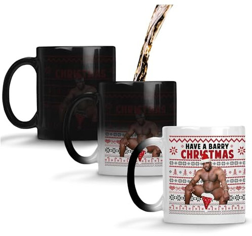 Print Maniacs Big Package Barry Christmas Colour Change Mug Tea Coffee Cup - Novelty Funny Rude Crude Explicit Fun Joke Merry Xmas Eve Festive Jolly Stocking Filler Gift Present (Colour Change)