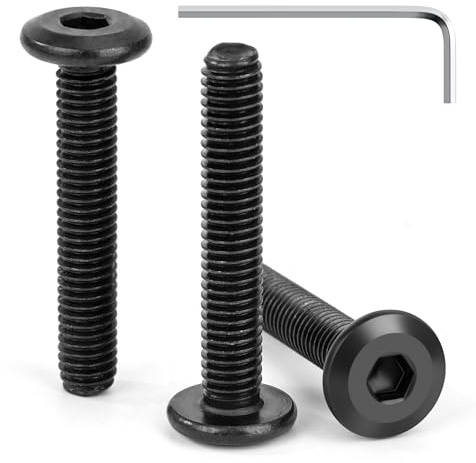 Tunejoy 30 Pezzi Viti a Testa Piatta M6 x 35 mm Nero Vite a Testa Esagonale Bulloni in Acciaio Inox A2 V2A Bulloni per Mobili con Chiavi a Esagono Filettatura Completa