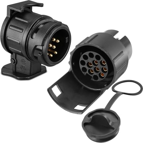 ETUKER Adaptador Enchufe Remolque de 7 a 13 Pines y Adaptador de Enchufe Remolque de 13 a 7 Pines para Camión Caravana Cochea