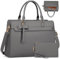 RAINSMORE Handtasche Damen Shopper Damen Groß 15.6 Zoll Laptoptasche Damen Wasserdicht PU Leder Arbeitstasche Umhängetasche mit Geldbörse 2-teiliges Set für Business Arbeit Schule Grau