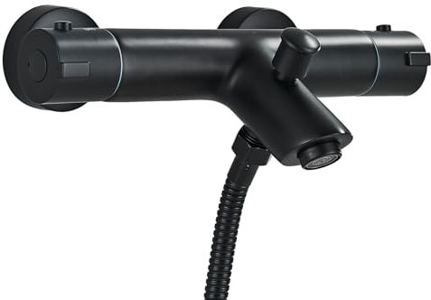 Zamery Grifo de ducha con termostato, color negro