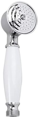 Chrome - White Ceramic Handheld Shower Head Telephone Style Solid Brass Construction 5cm Head 17cm Handle G1/2 Connector
